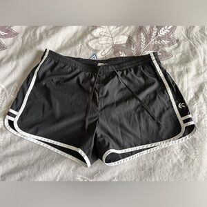 Old Navy Black Athletic Shorts with White Piping - low rise